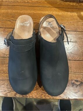 Dansko Berry Black Leather Clog Mule Slingback Shoes EU 42 US 11